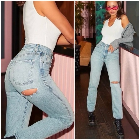REVICE Women’s Light Wash Straight Leg Butt Cut Women’s High Rise Jeans Sz 26 - Picture 1 of 14